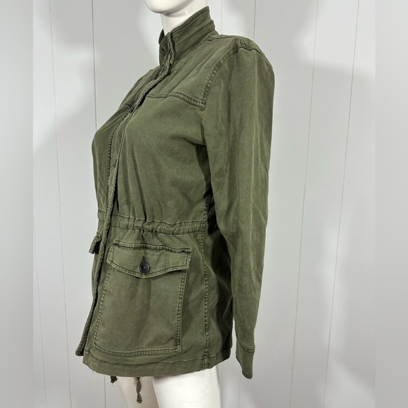 Lucky Brand Military Jacket M Cinched Waist Utility Army Olive Green Zip - Picture 5 of 13